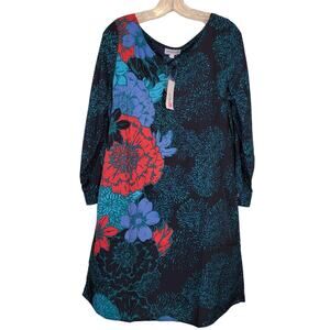 Buckhead Betties Size Large Floral Print Shift Dress/Coverup Multicolor NWT